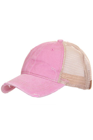 C.C Brand Mesh Back Ponytail Baseball Cap