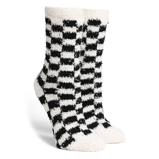 Checkered Crew Fuzzy Winter Socks