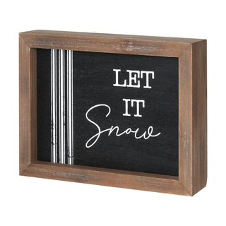 Let It Snow Striped Christmas Framed Sign