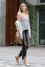 IVORY w/ BLACK STRIPES