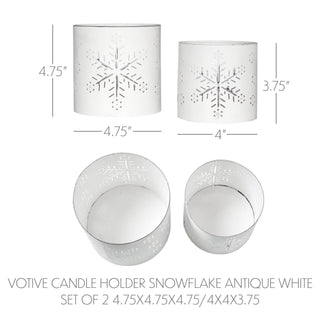 Votive Candle Holder Snowflake Antique White