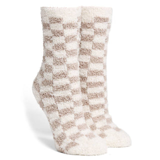 Checkered Crew Fuzzy Winter Socks