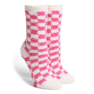 Checkered Crew Fuzzy Winter Socks