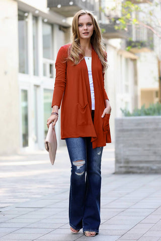 SLOUCHY POCKET OPEN FRONT CARDIGAN