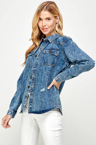 Long Sleeve Ladies Denim Shirts