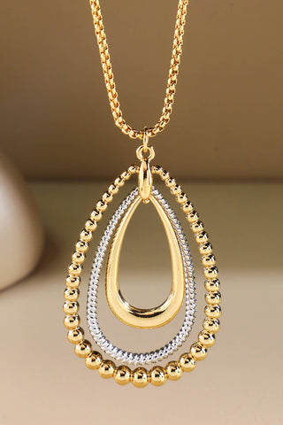 Textured Layered Teardrop Pendant Necklace