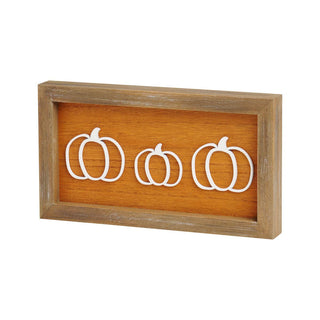 Triple Pumpkin Laser Framed Sign