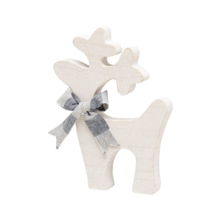 Lrg. White Washed Christmas Reindeer