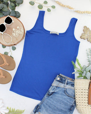 Blue Ribbed Tank