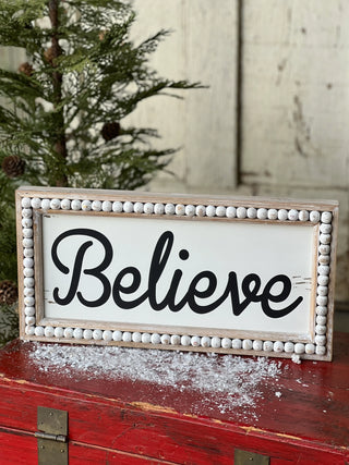 Beaded Believe Sign | 15.75" | Christmas & Holiday Farmhouse