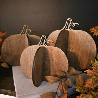 3D Pumpkin Fall Decor Table Filler Halloween Decor | Walnut Stain