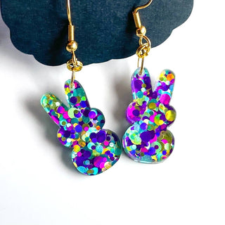 Easter Bunny in Party Confetti Earrings