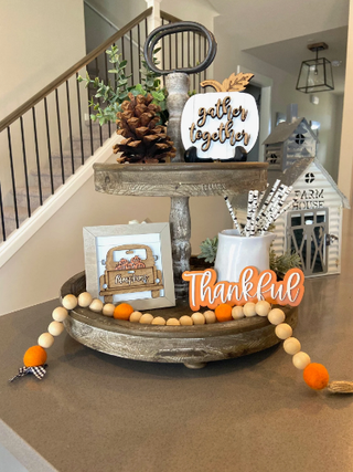 Thankful | Tiered Tray Decor| Fall Decor